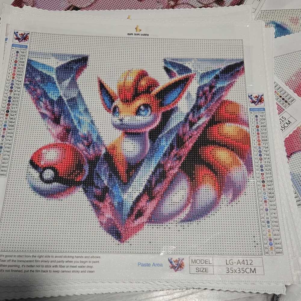 Pokemom Letters DIY 5D Full Round Drill Diamond Painting